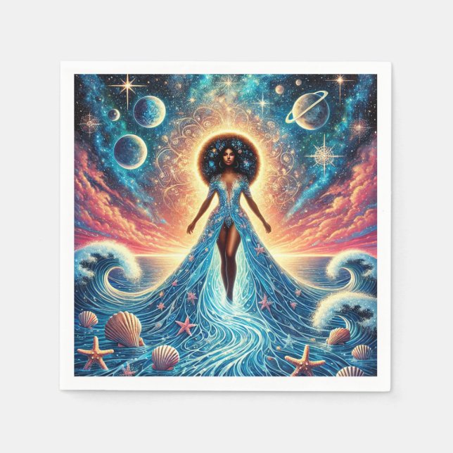 Celestial Tide: Oceanens och Stars gudinna" Pappersservett (Framsidan)