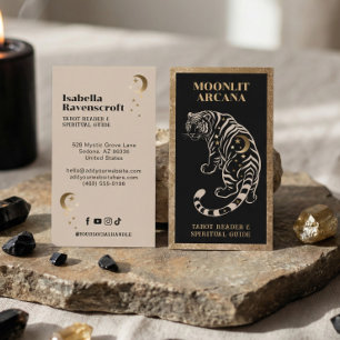 Celestial Tiger Andlig Helare Svart Guld Tarot Visitkort