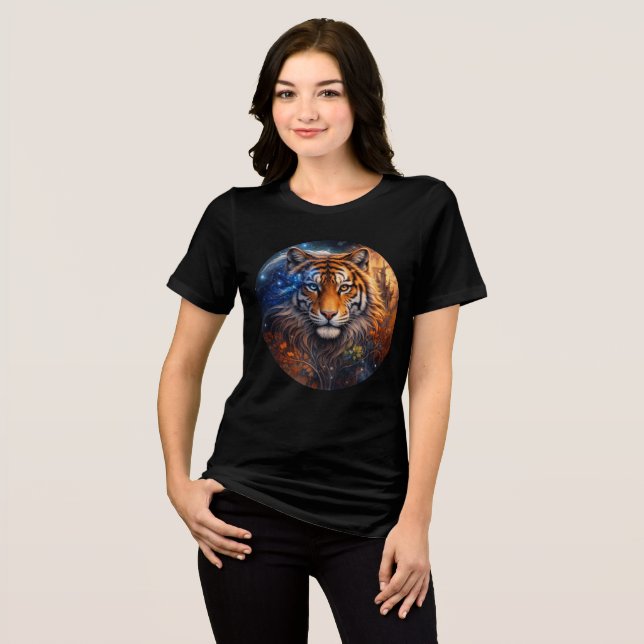 Celestial Tiger – Day and Night Fantasy Art T Shirt (Framsida Full)