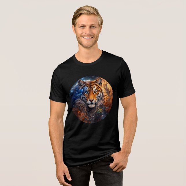 Celestial Tiger – Day and Night Fantasy Art T Shirt (Framsida Full)