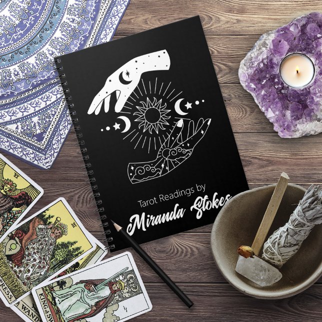 Celestial Touch Trendig Sol & Måne Händer Svart Anteckningsbok (Celestial Touch Trendy Sun & Moon Hands Black Notebook)