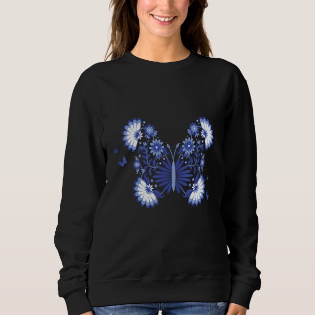 Celestial Tropics Navy Butterfly T Shirt (Framsida)