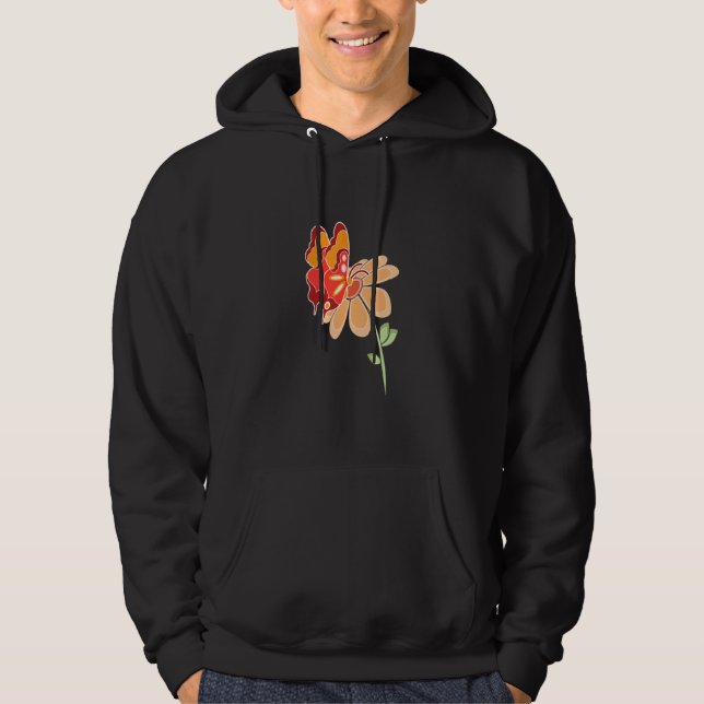 Celestial Tropics Orange Butterfly And Daisy Hoodie (Framsida)