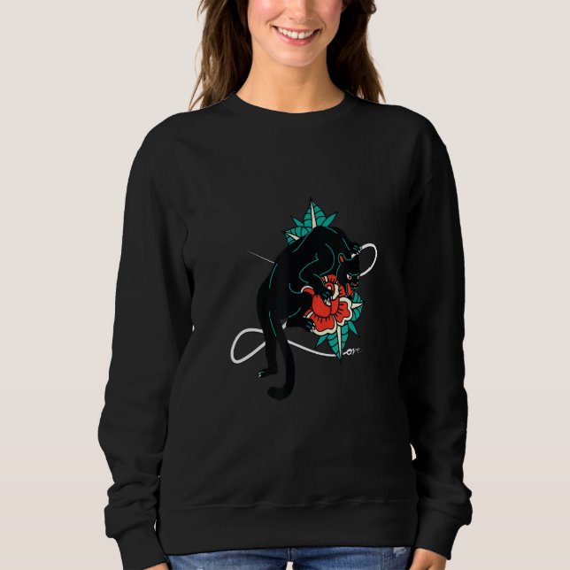 Celestial Tropics Panther And Rose T Shirt (Framsida)