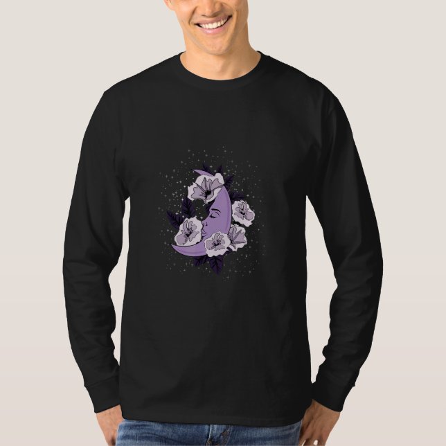 Celestial Tropics Purple Moon Flower T Shirt (Framsida)