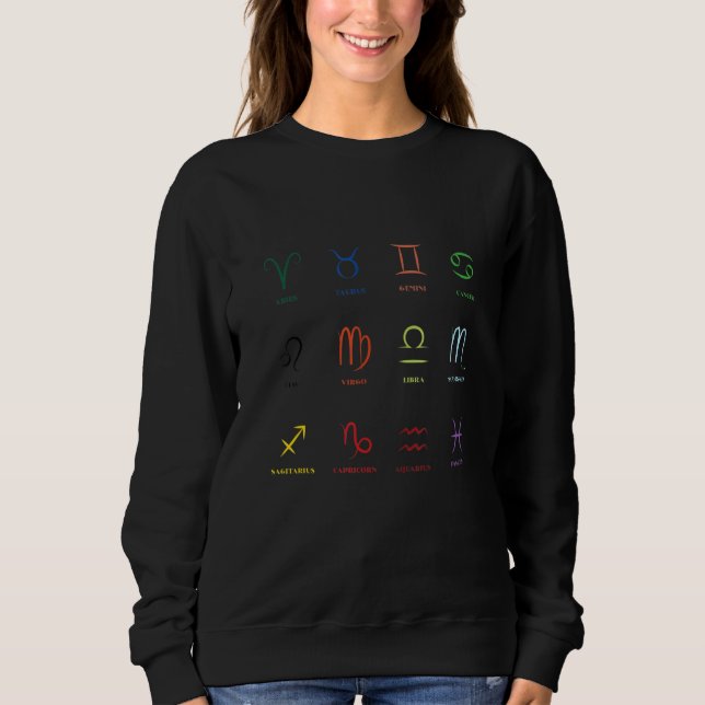 Celestial Tropics Rainbow Astrological Signs T Shirt (Framsida)