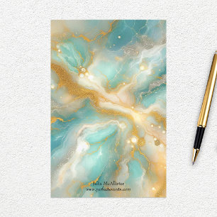 Celestial Turcos Marble med Guld Swirls Brevpapper