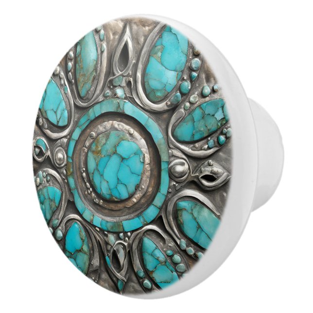 Celestial Turquoise Art with Pewter  Knopp (Höger)