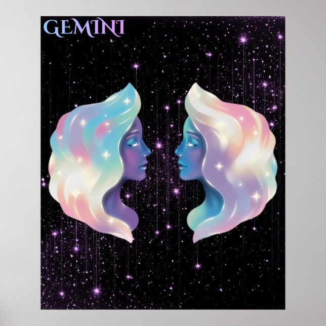 Celestial Tvillingarna – Astrologi Konst Poster (Framsidan)