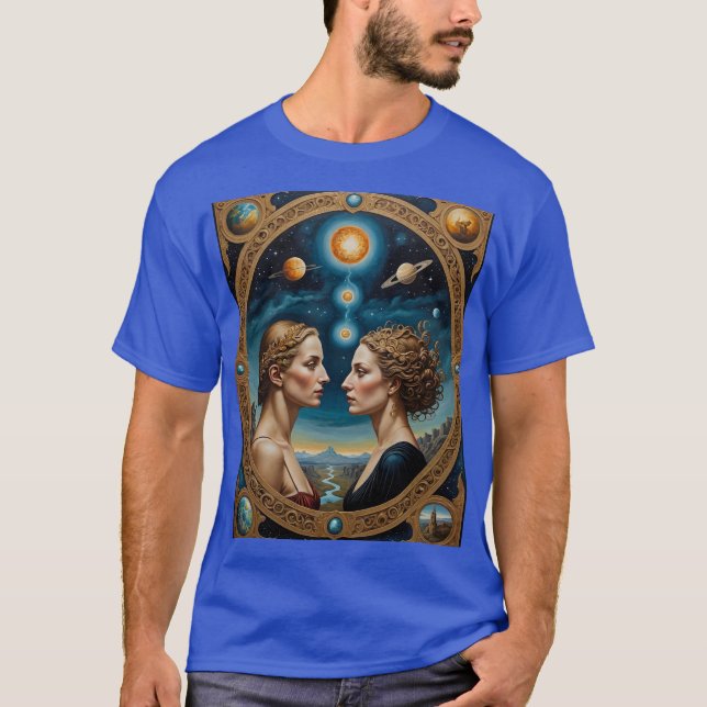 Celestial Twin Goddesses Portal Shirt T Shirt (Framsida)
