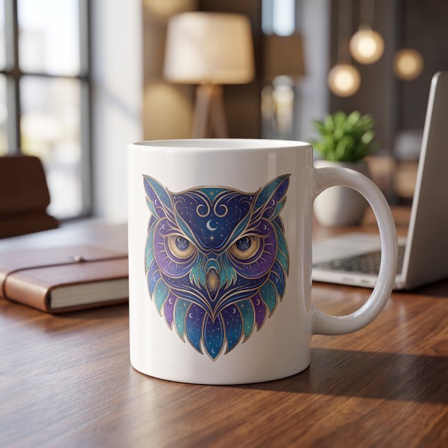 Celestial Ugglormug Luxuös Linje Konst Kaffemugg (Skapare uppladdad)