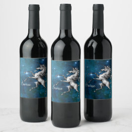 Celestial Unicorn Anpassade Vinflaska Etikett