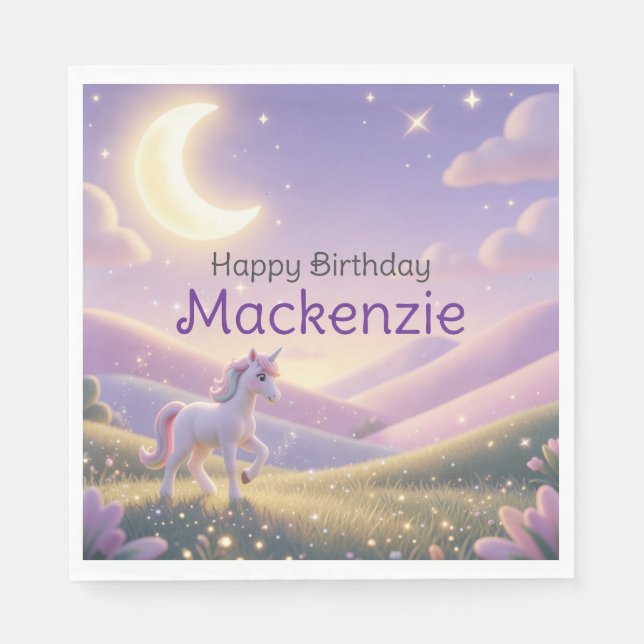 Celestial Unicorn Birthday Party Pappersservett (Framsidan)