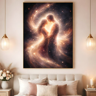 Celestial Union – Abstrakt Kosmiskt Par Konst Poster