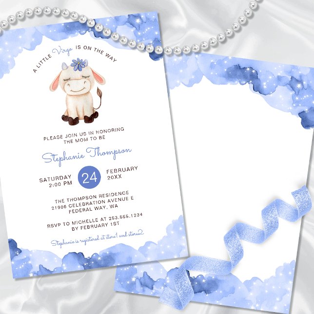 Celestial Våg Astrology, babydusch Inbjudningar (Celestial Virgo Astrology Sign Baby Shower Invitation)