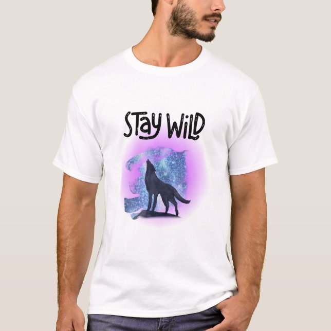 Celestial Varg - Dubbla för nattlig stjärtvårt T Shirt (Framsida)