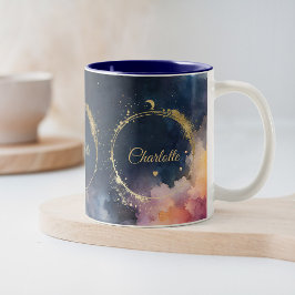 Celestial Vatten Midnight Blue Galaxy Himmel Plane Två-Tonad Mugg