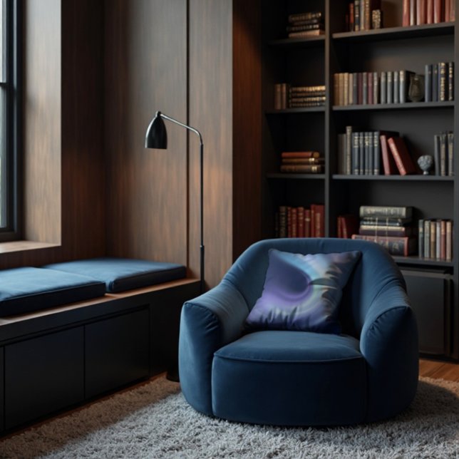 Celestial Veil - Luminous Aurora Swirl Art Kudde (Luminous Aurora Pillow. Serene cosmic swirl for a modern, sophisticated reading nook.)