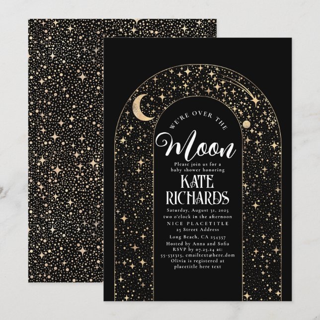 Celestial vi är över Måne-stjärnans babyskor Inbjudningar (Fram/baksida)