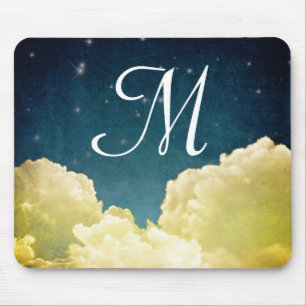 Celestial View Stars and Clouds Initial Mouse Pad Musmatta