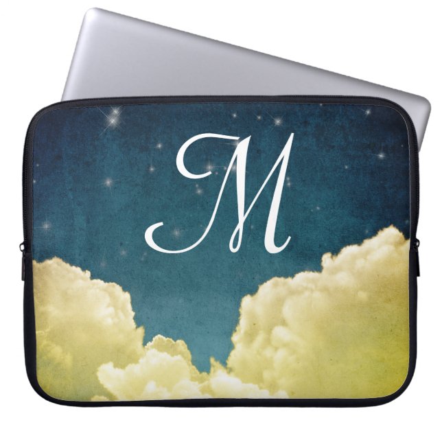 Celestial View Stars Monogram 15-tums bärbar dator Laptop Sleeve (Framsidan)