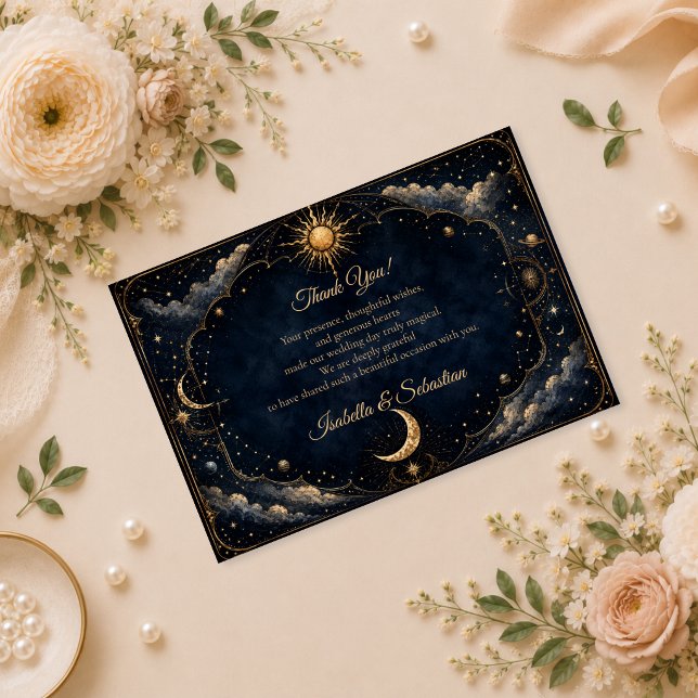 Celestial Vintage Astrologi Bröllop Tack Kort (Skapare uppladdad)