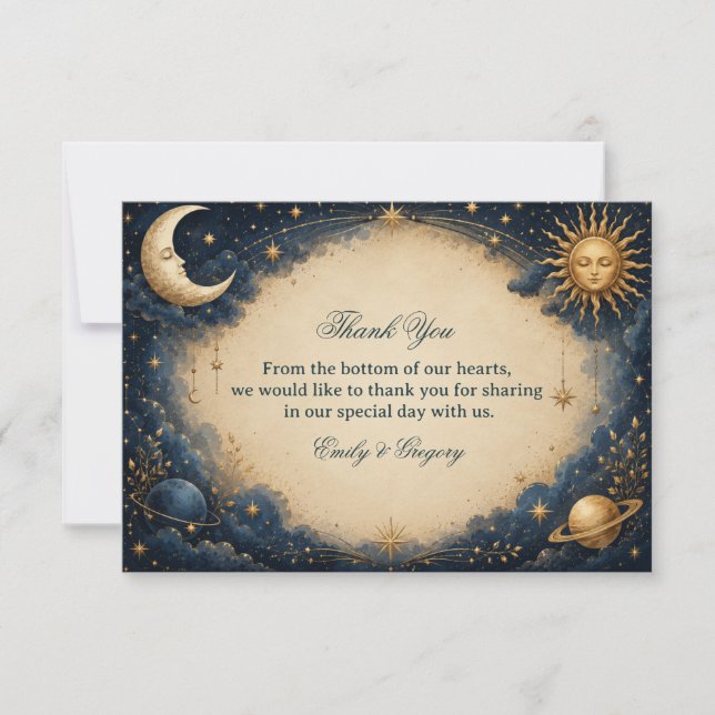 Celestial Vintage Kosmisk Tack Kort (Framsida)