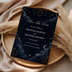 Celestial Vintage Romantisk Midnatt Spara Datumet