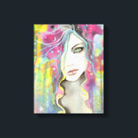 Celestial Vision Girl in Stars Pop Fantasy Art Canvastryck<br><div class="desc">"Celestial Vision" © Harrison 2012 Från min ursprungliga vattenfärg,  bläck,  och akrylmålning. www.mollyharrisonart.com</div>