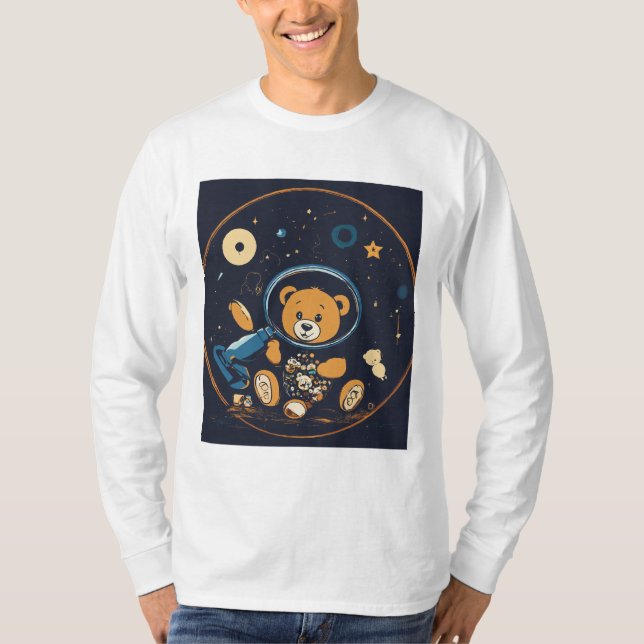 Celestial Voyage: Gravitationsinspired Space Stati T Shirt (Framsida)
