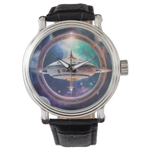 Celestial voyage: Gravity-Inspired Spaceship Orbit Armbandsur