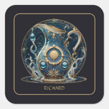 Celestial Water Bearer Zodiac Black Gold Aquarius