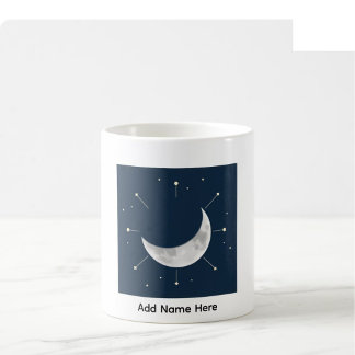 Celestial Watercolor Anpassad Namn Mugg - Djupblå