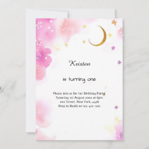 Celestial Watercolor Birthday bjudande Inbjudningar