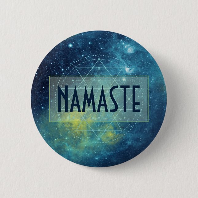 Celestial Watercolor Helig Geometry Anpassningsbar Knapp (Framsida)