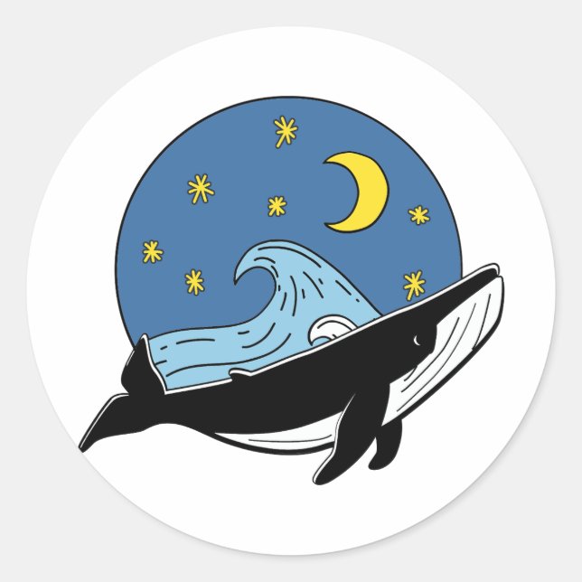 Celestial Whale Runt Klistermärke (Framsida)