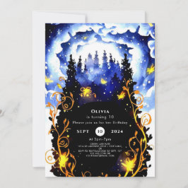 Celestial Whimsical Woodland Birthday Inbjudningar