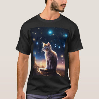 Celestial Whiskers: Kattens resa genom T Shirt