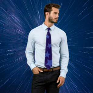 Celestial Whispers Necktie - Blue Stars on Navy Slips