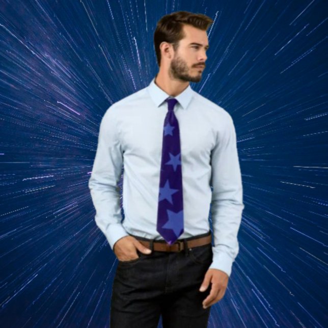 Celestial Whispers Necktie - Blue Stars on Navy Slips (Skapare uppladdad)