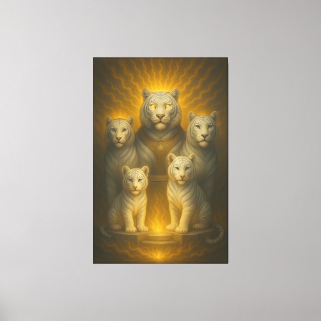 Celestial White Tiger Dynasty – Golden Divine Fami Canvastryck (Framsida)