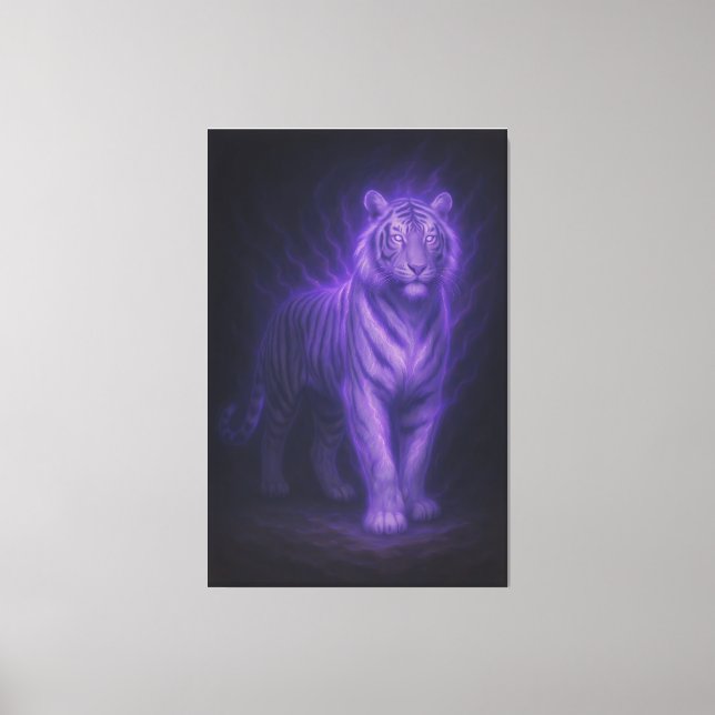 Celestial White Tiger – Sapphire Spirit Surge Canvastryck (Framsida)