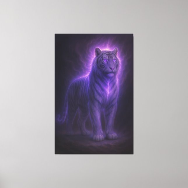 Celestial White Tiger – Stormlit Azure Majesty Canvastryck (Framsida)