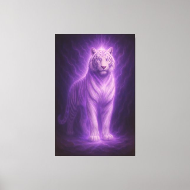 Celestial White Tiger – Violet Spirit Ascension Canvastryck (Framsida)