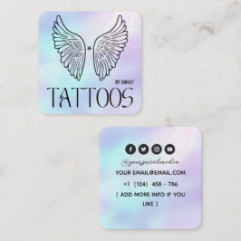 Celestial Wings Tattoo Salon Holografisk Fyrkantigt Visitkort