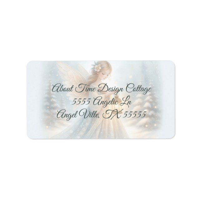 Celestial Winter Angel Lantern of Comfort Adressetikett (Framsidan)