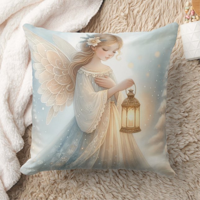 Celestial Winter Angel Lantern of Comfort Kudde (Filt)