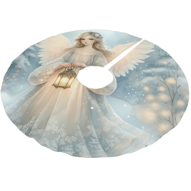Celestial Winter Angel Lantern of Grace Julgransmatta Borstad Polyester (Vinklad)