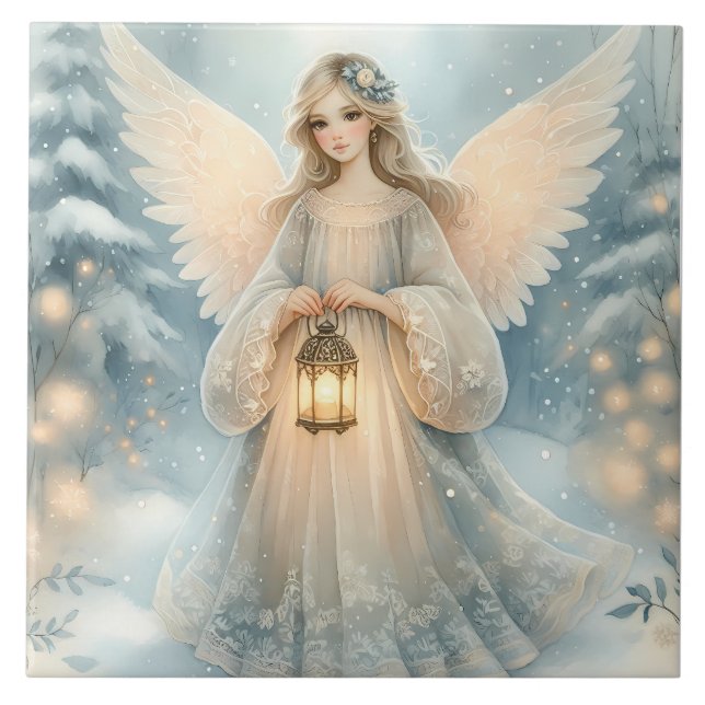 Celestial Winter Angel Lantern of Grace Kakelplatta (Framsidan)