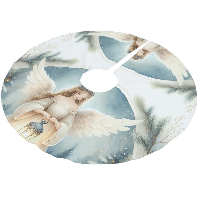 Celestial Winter Angel Lantern of Hope Julgransmatta Borstad Polyester (Vinklad)